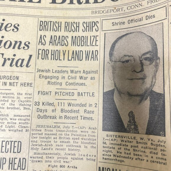 The Bridgeport Telegram Newspaper July 8 1938 Roosevelts Cross Country Drive u - Picture 6 of 10